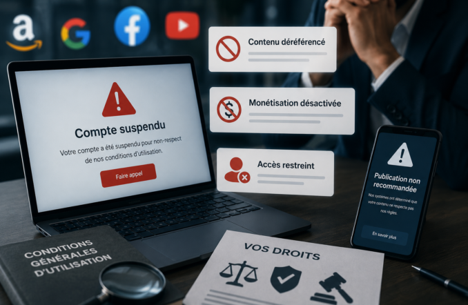 Compte suspendu, contenu déréférencé, monétisation désactivée, accès restreint, quels sont vos droits ?